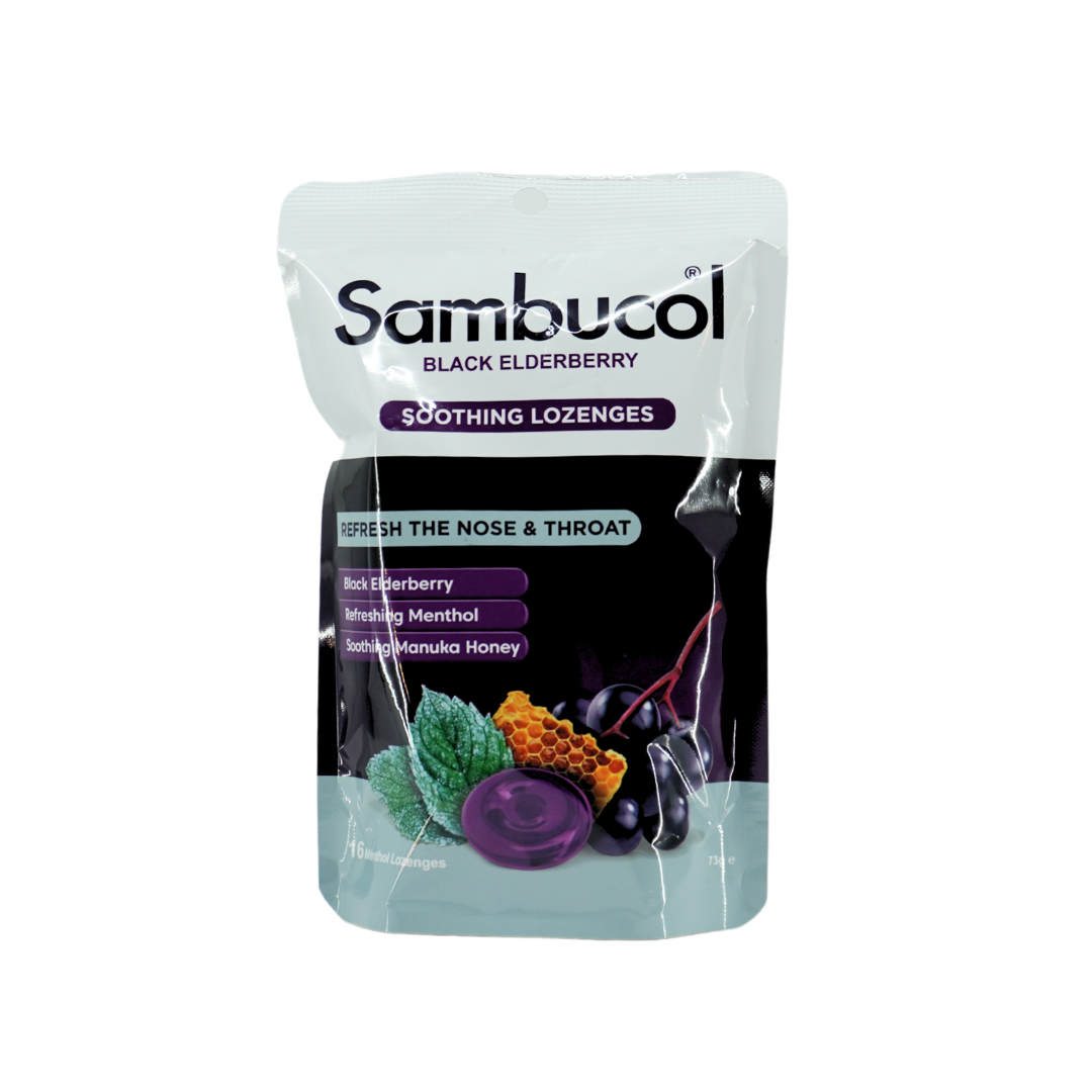 Sambucol Black Elderberry Soothing Menthol Nose & Throat Lozenges 16's