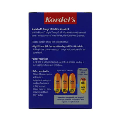 Kordel's rTG Omega 3 + Vitamin D Softgel 60's